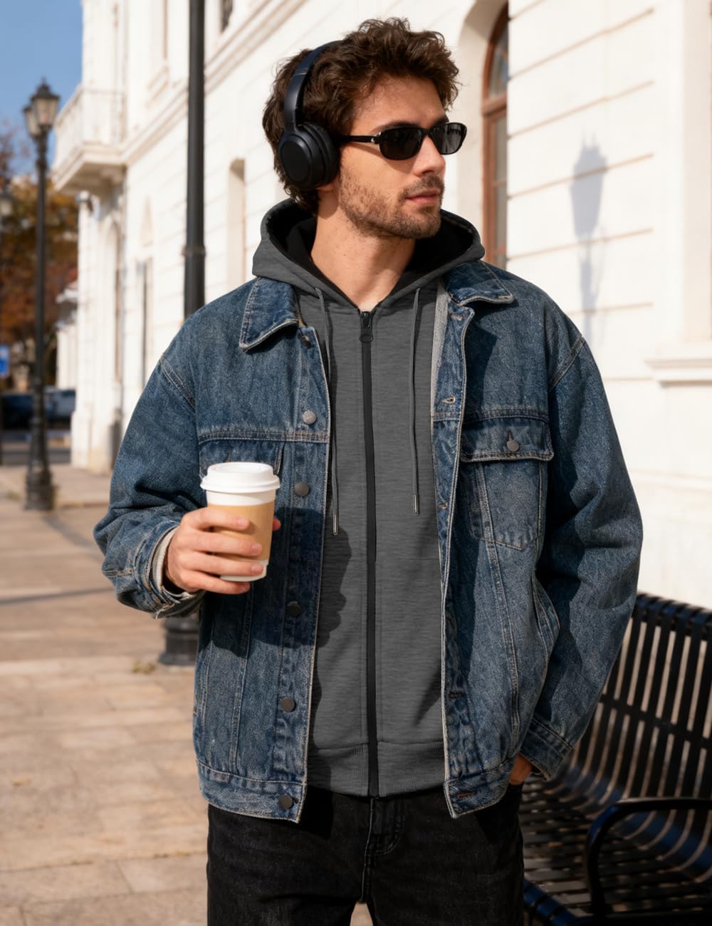 Mens Zip Up Hooded Sweatshirt Casual Long Sleeve Hoodies Fashion Drawstring Sweatshirts with Kanga Pockets - Image 5