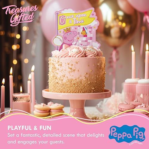 Miniatura 5 de Treasures Gifted Suministros para fiesta de cumpleaños con licencia oficial de la princesa Peppa Pig - Decoraciones y decoraciones para pasteles de