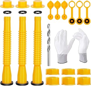 3-Kits Gas Can Spout Replacement,Upgraded Spill-Resistant Nozzle Kit Flexible 8.1-Inch Hose for 1/2/5/10 Gallon Gas Cans (Yellow)