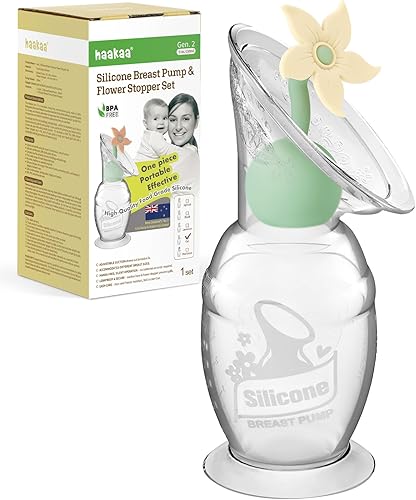 Miniatura 12 de haakaa Extractor de leche manual con juego de tapones de flores, bomba de mano de silicona Gen.2 con base de succión, libre de BPA