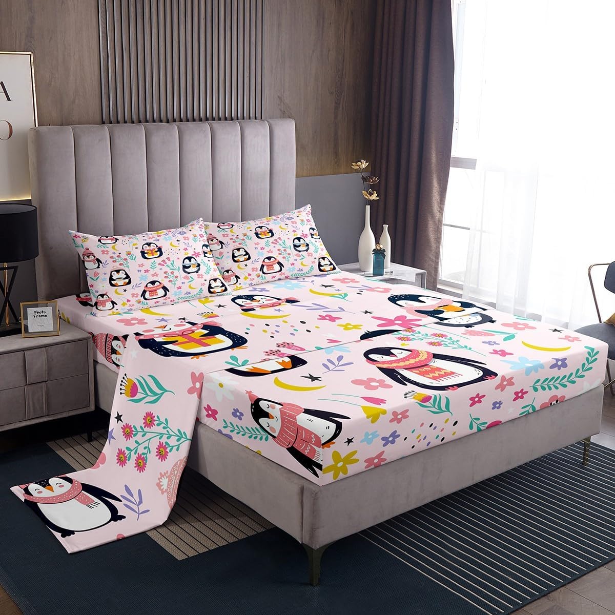 Erosebridal Floral Butterfly Sheet Set Full Comforter for Kids Baby Rainbow Flying Animal Bed Sheets Spring Botanical Cartoon Floral Flower Sheets Dreamy Fantasy Girly Preppy Cute Bedding Set