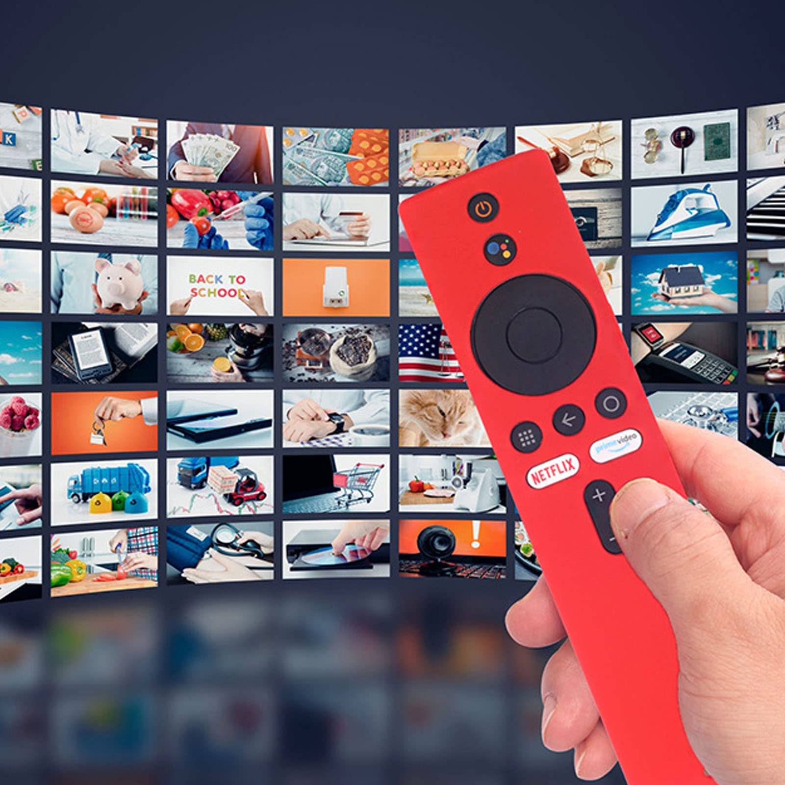 Cover per Telecomando, Custodia Protettiva Morbida e Leggera in Silicone, Accessori per Alloggiamento Controller TV Antiscivolo Convesso Posteriore per Mi Box S (rosso)