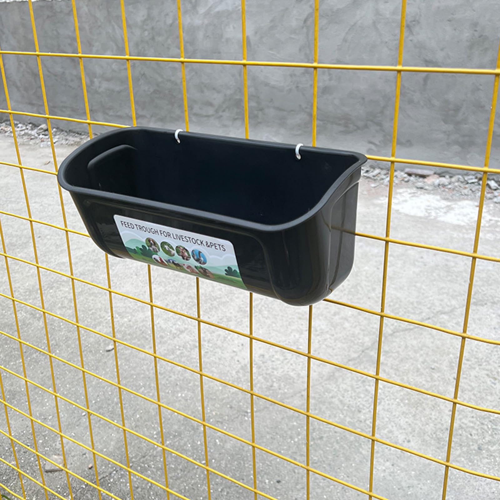 Comedero para aves de corral de ABS negro con clips, bridas para cables para jaula de pollo o comedero de pared para múltiples animales