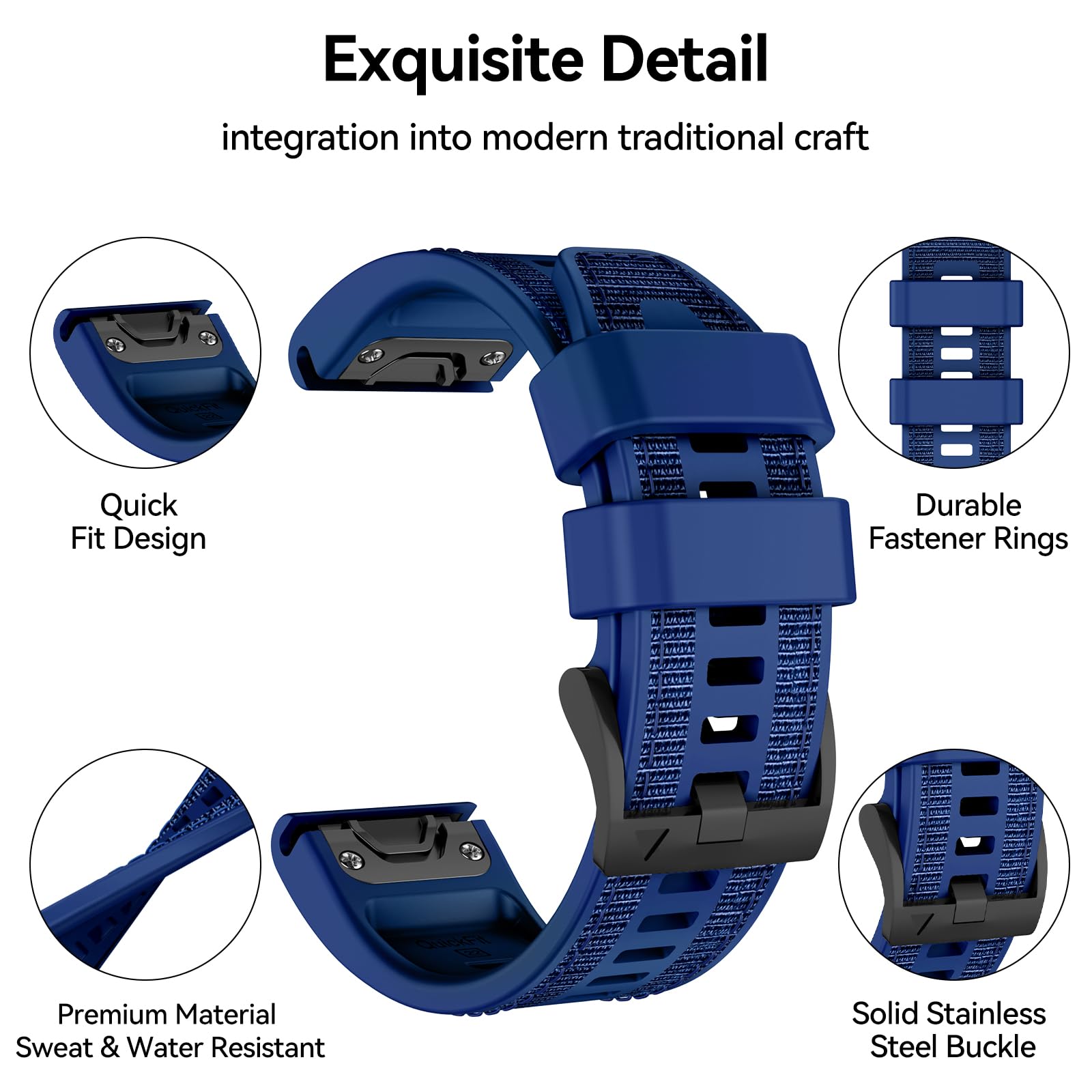 MYSNBKN 22mm Quick Fit Strap for Fenix 8 47mm/Fenix 7 Pro/Fenix 7/Fenix 6/Fenix 5/Fenix E/EPIX 2 - Image 3