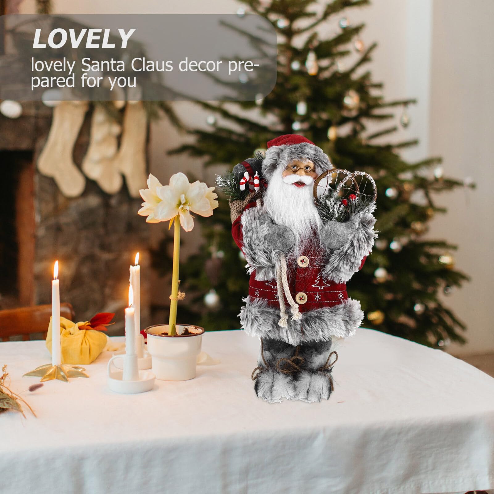 ifundom Statuina Di Babbo Natale Natalizio Decorazione Di Babbo Natale Da Tavolo Statuina in Miniatura Realistica Per Allestimenti Natalizi