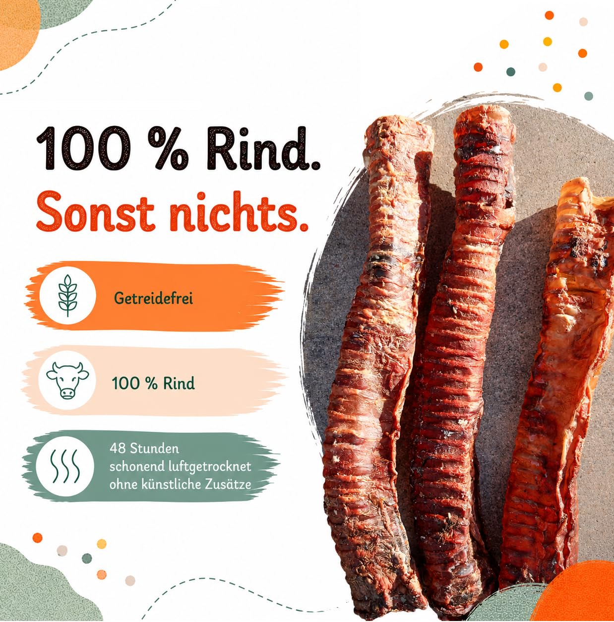 Rinderstrossen XXL für Hunde 5 kg, 35–40 cm extra große Hundekauartikel, 100% Natur Kausnack & Kauartikel getreidefrei, hypoallergen Zahnpflege Snack, proteinreich & Barf geeignet von Lucze