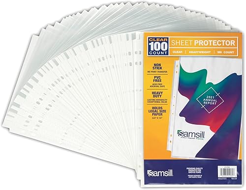 Miniatura 7 de Samsill Paquete de 100 protectores de hojas de tamaño legal, 8.5 x 14 pulgadas, protectores de hojas legales transparentes, carga superior