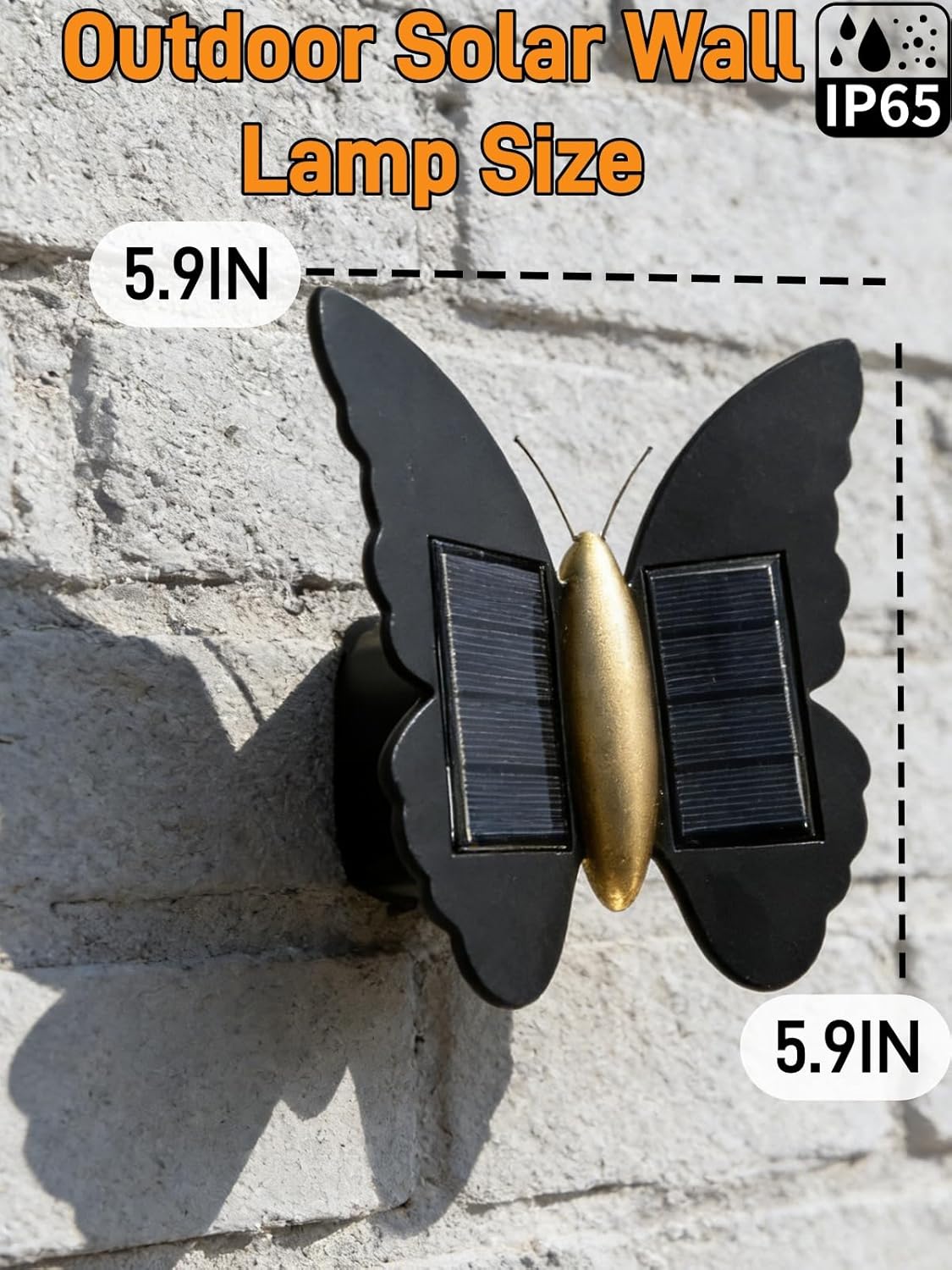 Solar Butterfly Lights, Outdoor Butterfly Wall Lamp, IP65 Waterproof Garden Decor Solar Lights , 3000K - Modern LED Wall Sconce for Porch, Yard, Patio, Balcony, Birthday Gifts for Mom (White Light)