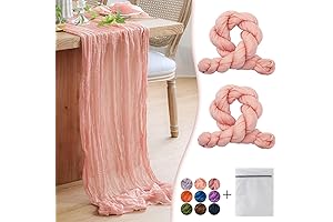 Peach Coral Cheesecloth Table Runner 2 Pack 35" Boho Gauze Table Runner...