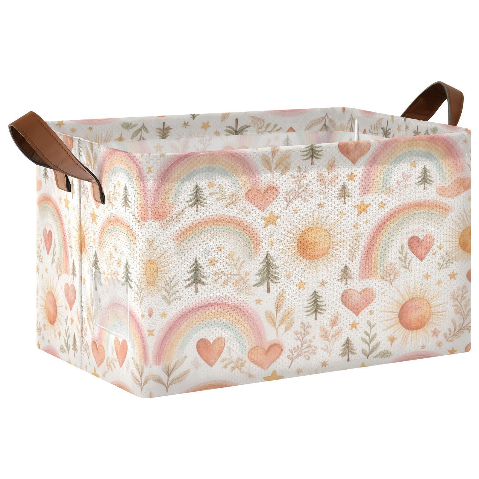 Cgiub Rainbow Storage Basket Waterproof Foldable Storage Bin Baby Laundry Basket Closet Organiser for Nursery Decor Home Organizing