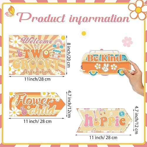 Miniatura 2 de Jecery 20 piezas de dos decoraciones de fiesta geniales retro hippie boho carteles de fiesta de los años 60, decoraciones de fiesta boho, hippie,