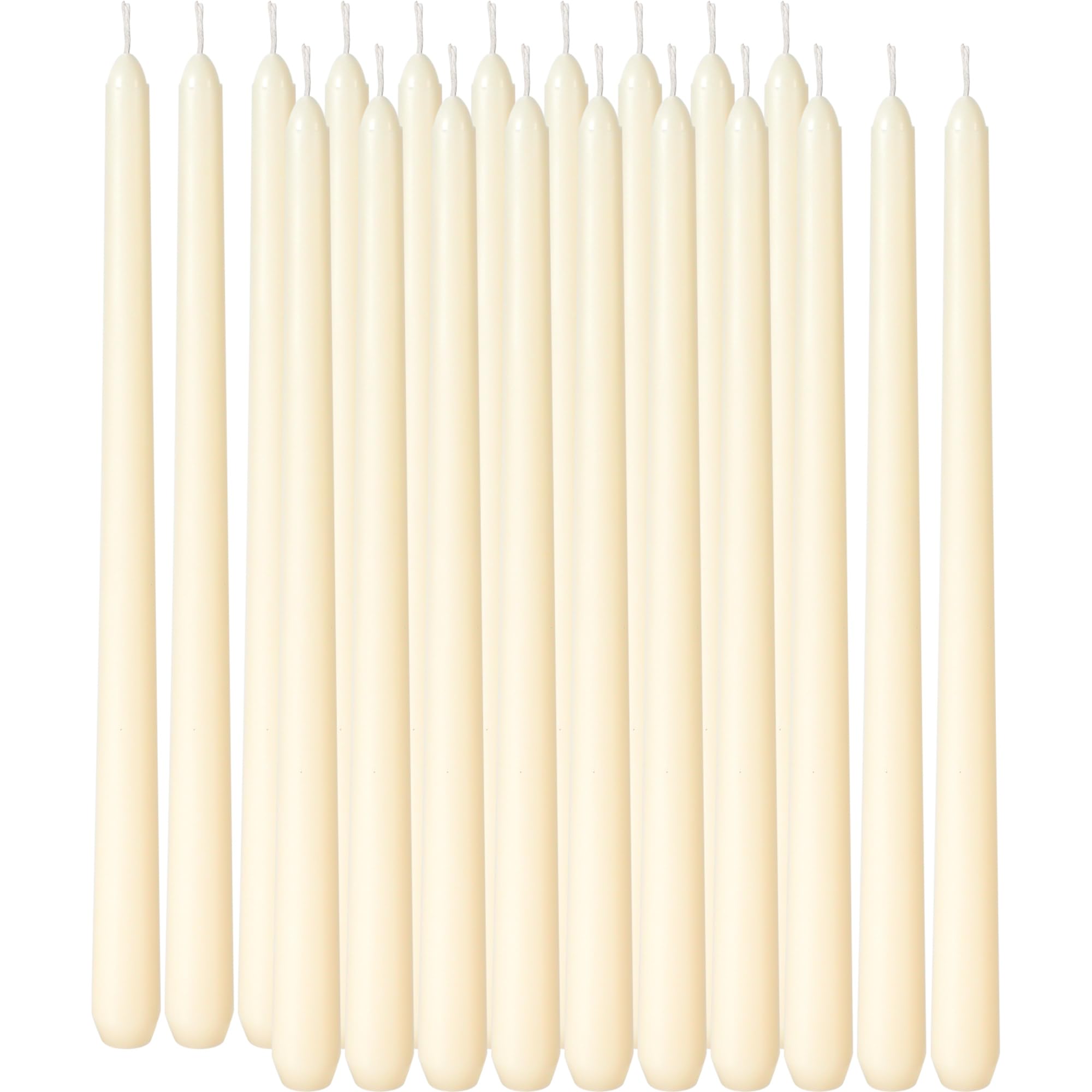 Viyffo Taper Candles, 12 Inch, 20 Pack, Ivory – Unscented, Dripless & Smokeless Design，Up to 8-Hour Burn – Tall Candlesticks for Wedding, Dinner &