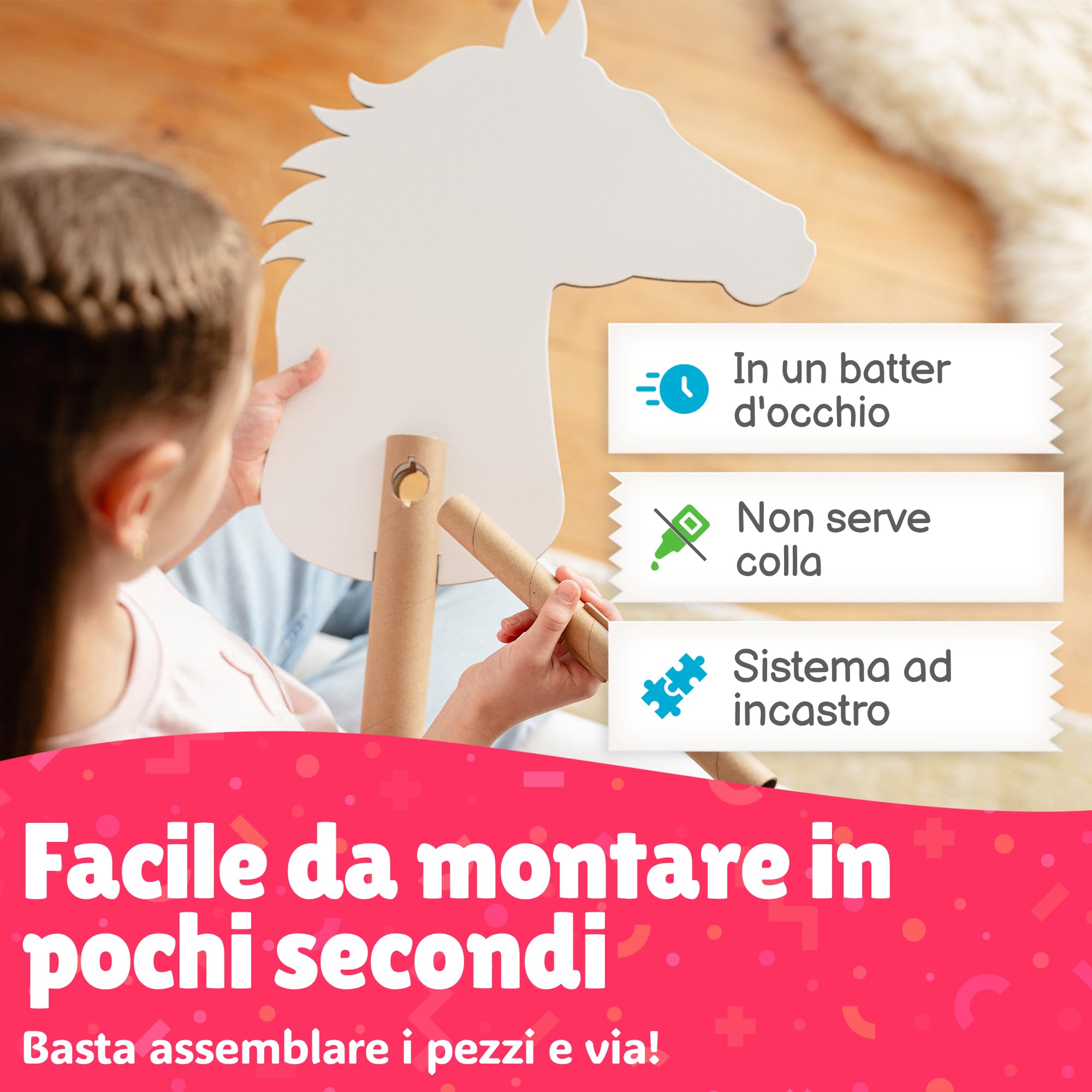 Cavallo a bastone set in cartone | 10 pezzi da dipingere per giocare | Set di cavalli da assemblare | Cavalli giocattolo per feste | La colla non è necessaria | Per compleanni dei bambini