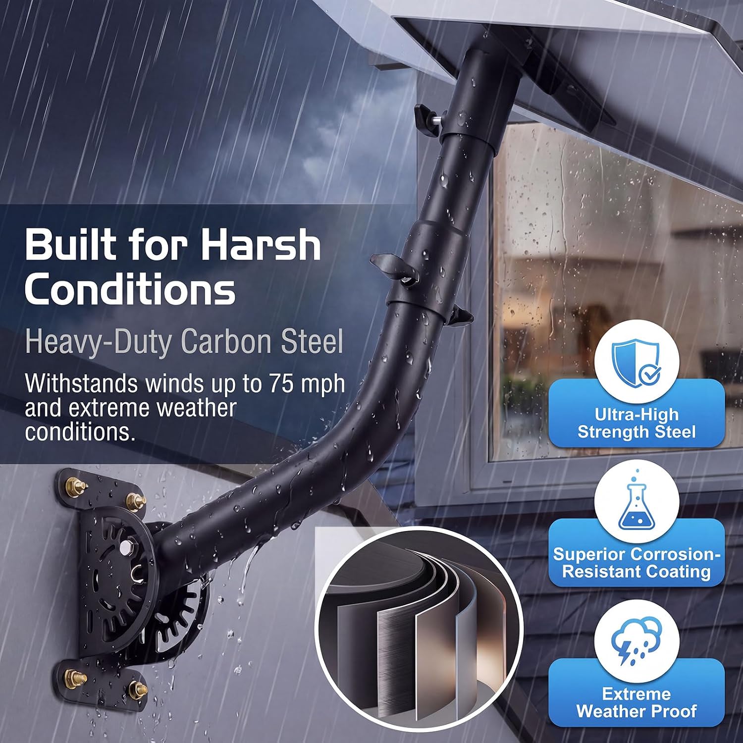Gen 3 Starlink Mount, Adjustable Wall /Roof Satellite Dish Mounting Kit with 360°Rotatable Pole for Wall Compatible with Starlink Standard 4/4X/V3-Include Starlink Gen 3 Pipe Adapter