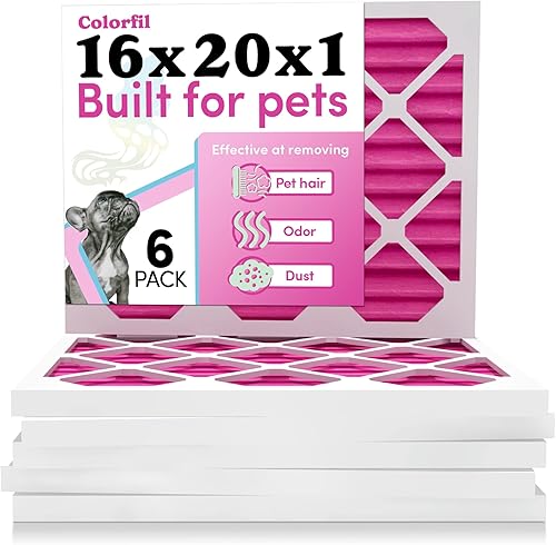 Miniatura 19 de Colorfil - Filtro de aire de 16 x 25 x 1 pulgadas, filtros que cambian de color para olores de gatos y perros, filtro de CA MERV 8 para pelo y polvo