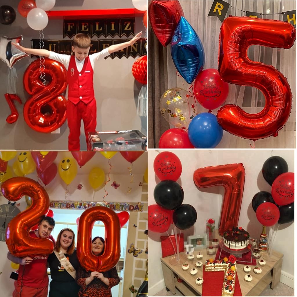 Palloncini Rosso E Nero Per Compleanno 10 Anni – Kit Decorazione Completo Con Numero 10, Striscione E Palloncini