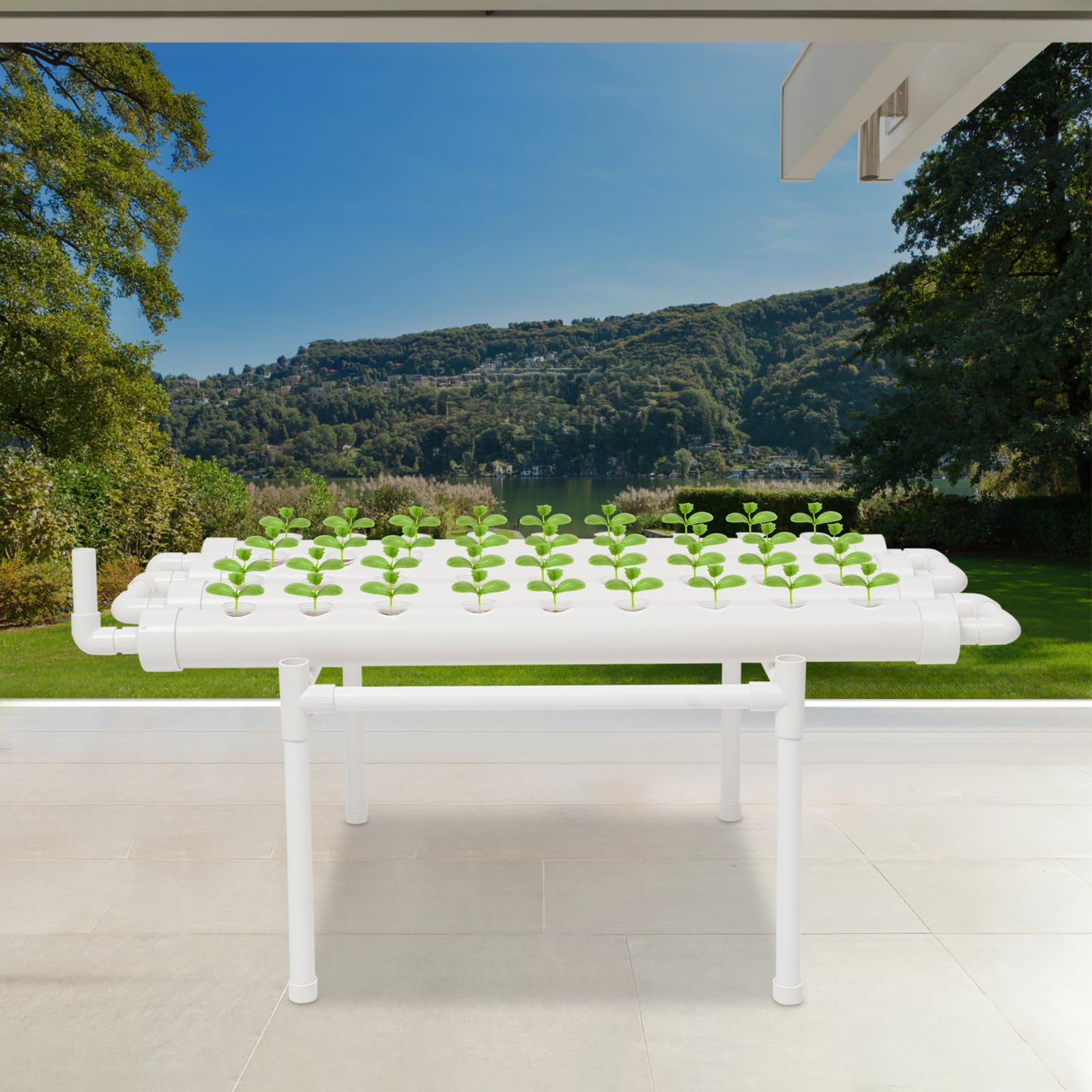 Sistema hidropónico, kit de cultivo hidropónico, sistema de cultivo de 36 ubicaciones de PVC, riego automático, para hierbas, frutas y verduras