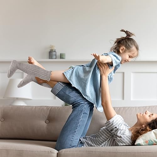 Miniatura 5 de Calcetines hasta la rodilla para bebé niña, calcetines antideslizantes para niños pequeños, tubo con volantes, uniforme para recién nacidos, 5 pares