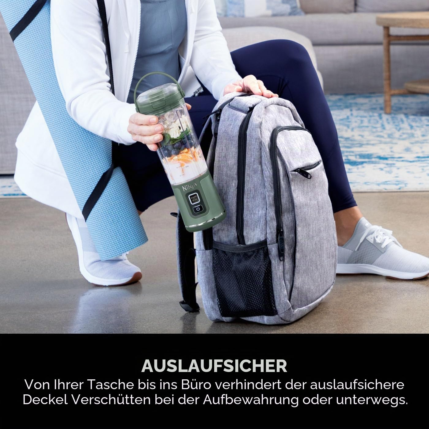 Ninja Blast BC151UKEM Tragbarer Mixer, 530 ml, auslaufsicherer Deckel und Trinkauslauf, leistungsstarker kabelloser Mini-Mixer, wiederaufladbar, tragbare Smoothies, Protein-Shakes, mischt Eis und