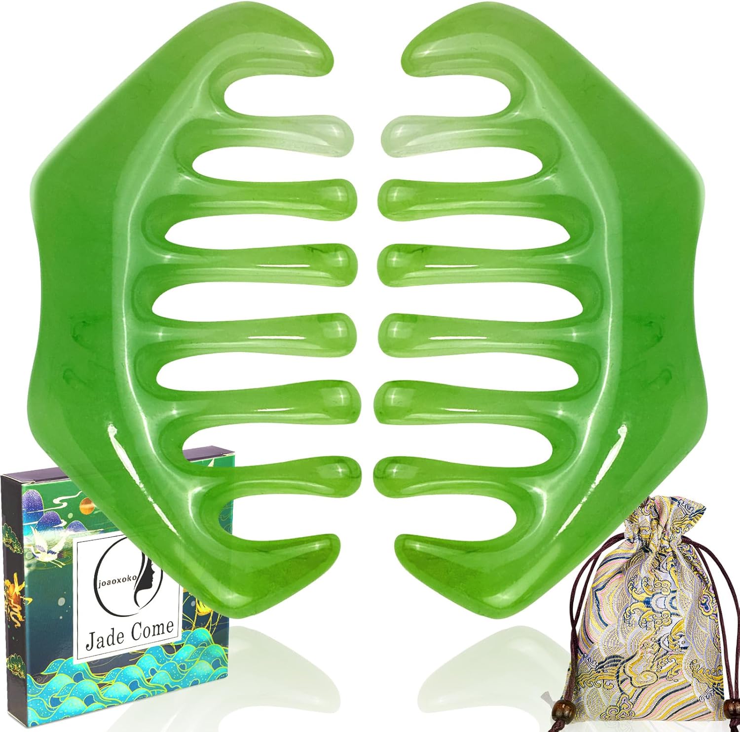 Jade Comb Scalp Massage 2 PCS Gua Sha Hair Drush,Multi-Functional Handheld Scalp Massage Tool with Storage Bag,Jade Combs for Head Caring, Relaxation,Physical Therapy Jade Comb Scalp Massage 2 PCS Gua Sha Hair Drush,Multi-Functional Handheld Scalp Massage Tool with Storage Bag,Jade Combs for Head Caring, Relaxation,Physical Therapy