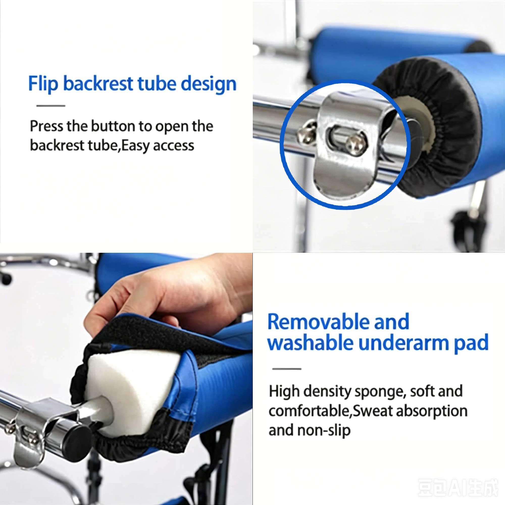 8-rädriger Stehrollator für den Innenbereich, Mobilitätshilfe für Erwachsene in der Rehabilitation mit Sicherheitsgurt, verstellbare Gehhilfe für behinderte Senioren und Menschen mit Behinderung