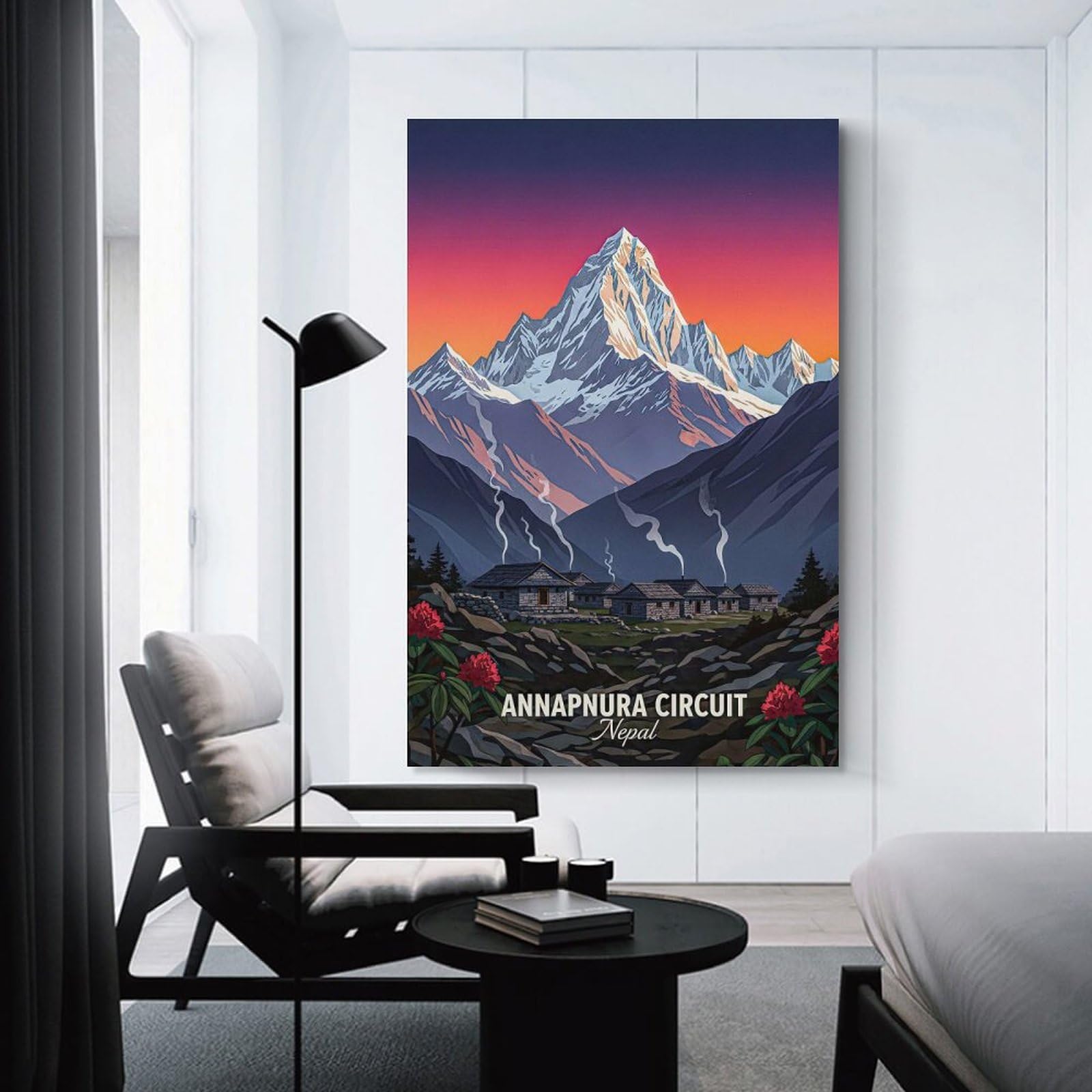 Junmoney Annapurna Circuit Nepal Mountain Village Wall Art Print, 24x36inch(60x90cm), for Front Hall, Corridor Or Welcome Spaces, Wall Decor to Refresh Empty Corners