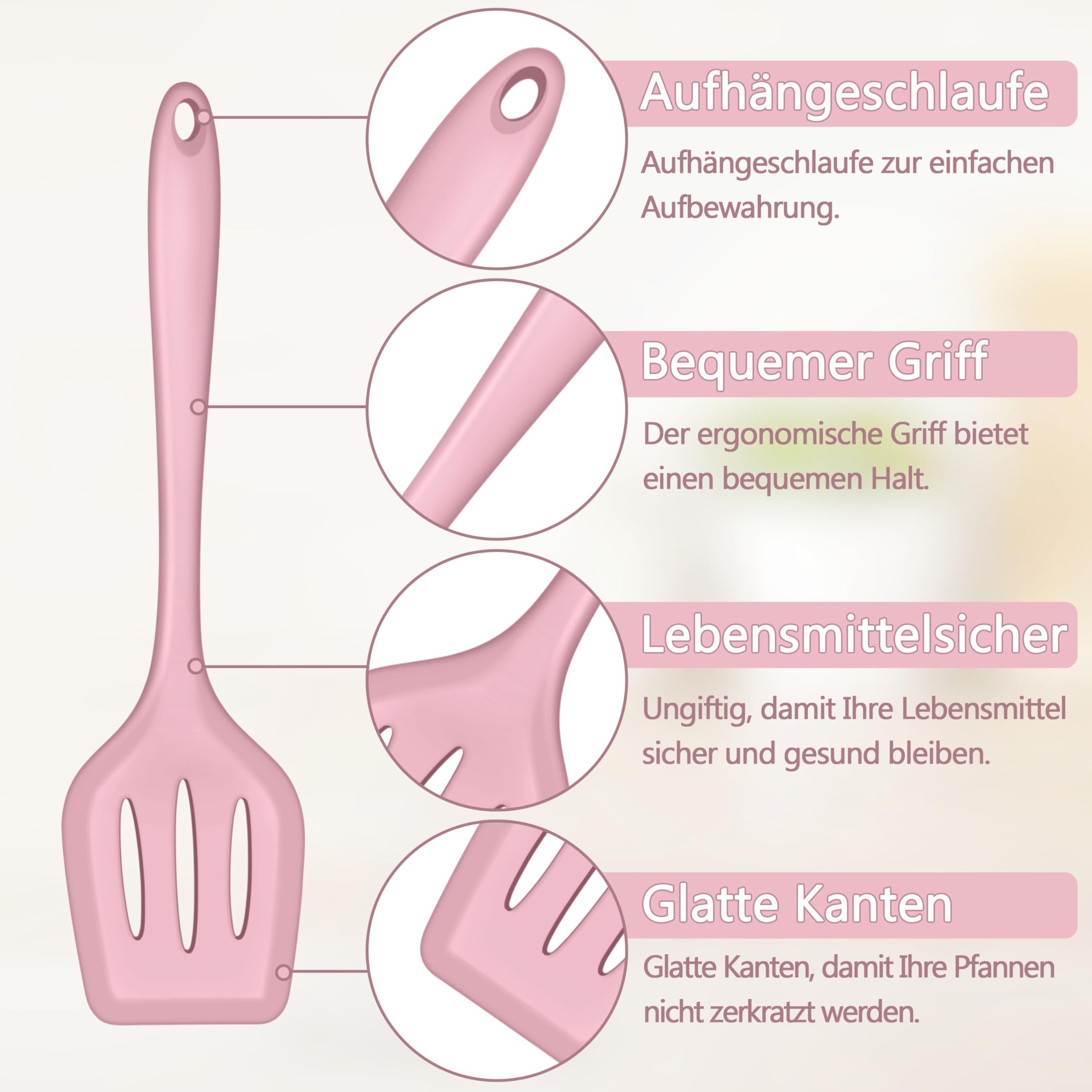 Herogo Kitchen Utensils Set, 6 Pieces Silicone Cooking Utensils Set, Baking Cooking Tools Spoon Turner for Non-Stick Cookware - Image 3