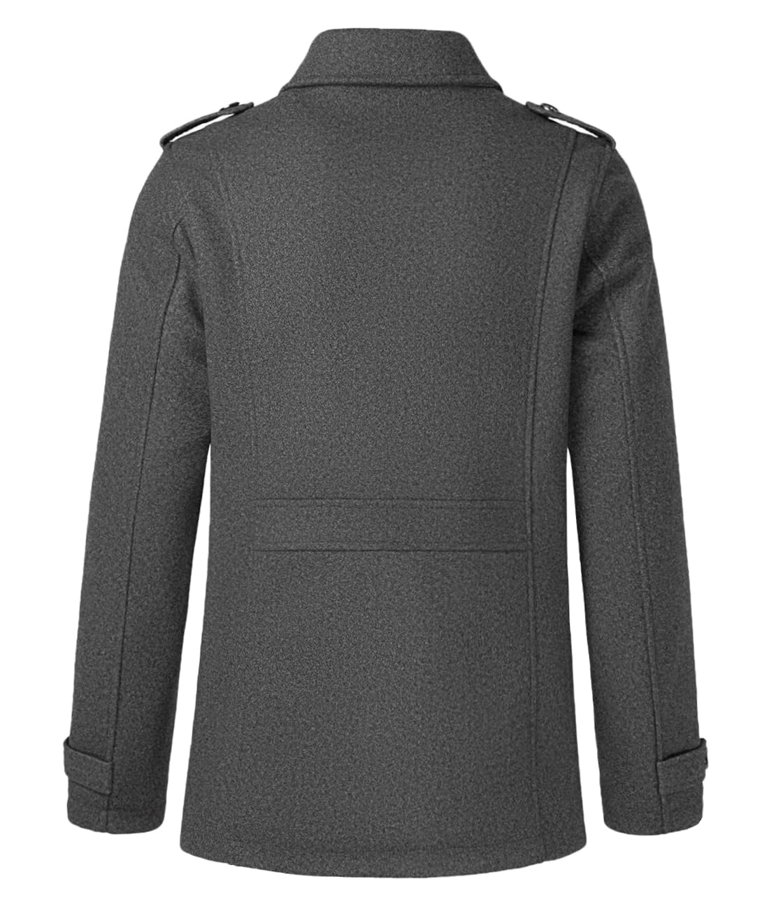 Herren Wintermantel Wolle Kurzmantel Schwarz Wollmantel Stehkragen Winterjacke Mittellang Business Freizeit Gepolstert Gefüttert Peacoat
