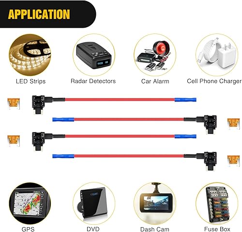Miniatura 70 de Nilight - Portafusibles, adaptador TAP para fusibles de circuito adicional, portafusibles de hoja mini ATM APM (paquete de 10)