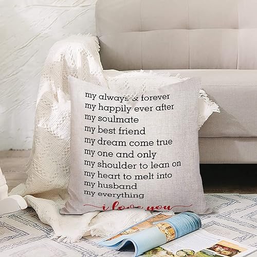 Miniatura 3 de Inspirational Family Quote My Always & Forever My Happily Ever After My Soulmate Modern Accent Decorative Pillow Cotton Linen Decor Decorations for