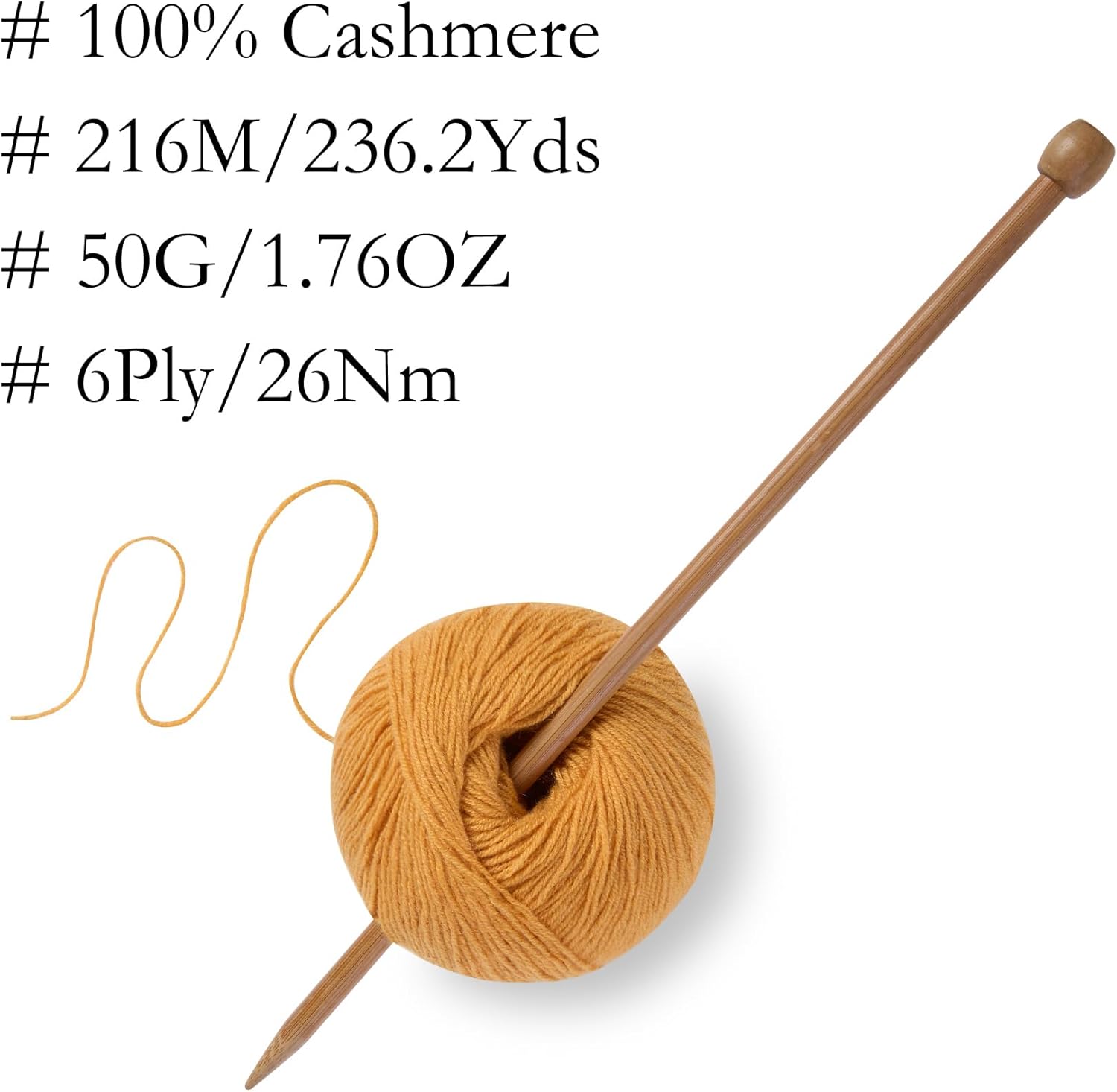 100% Inner Mongolian Cashmere Yarn, 6-Ply Luxurious and Soft Yarn for Hand Knitting & Crocheting (Pumpkin Orange,3 Balls)