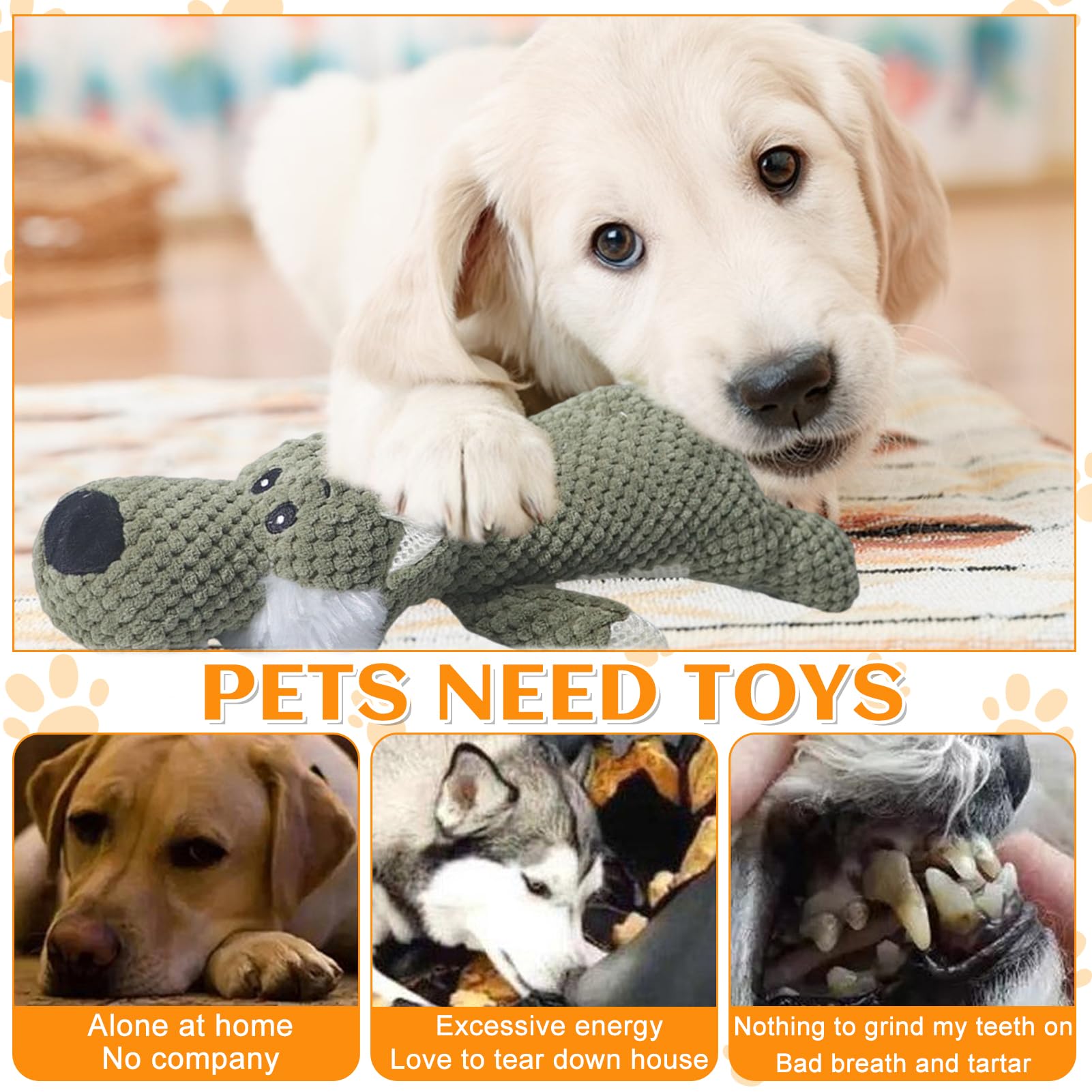 Jouet En Peluche Indestructible Pour Chien - Jouet Interactif à Mâcher Pour Tous Chiens, Petits Et Grands