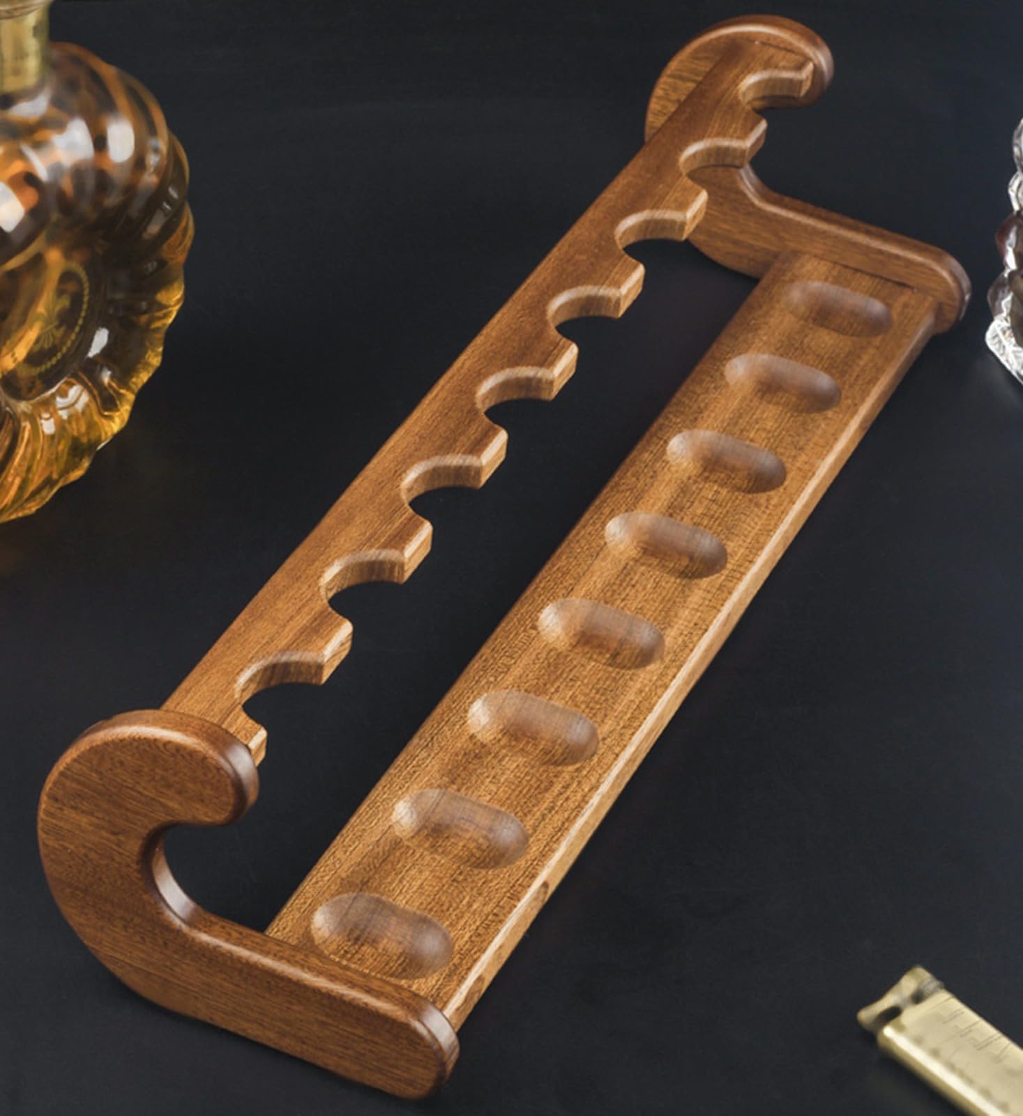 Espositore per Pipa in Legno per Tabacco per 8 Pipe per Tabacco, Supporto per Pipa per Tabacco, Portapipa in Legno Universale, Espositore con Venature del Legno Casa E Ufficio