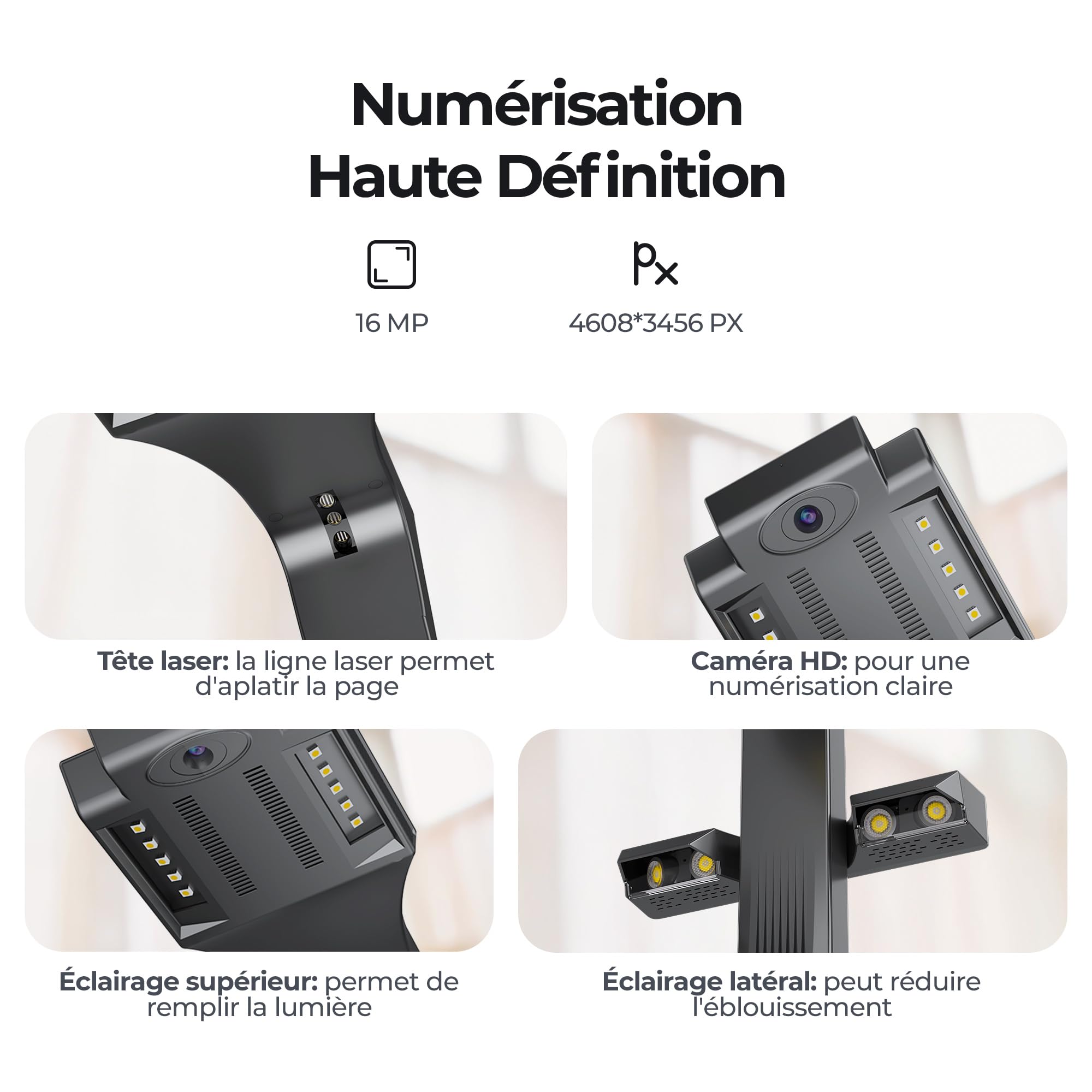 CZUR ET16 Plus Scanner de Documents A3, 16 MP, OCR Multilingue, macOS & Windows, PDF Éditable