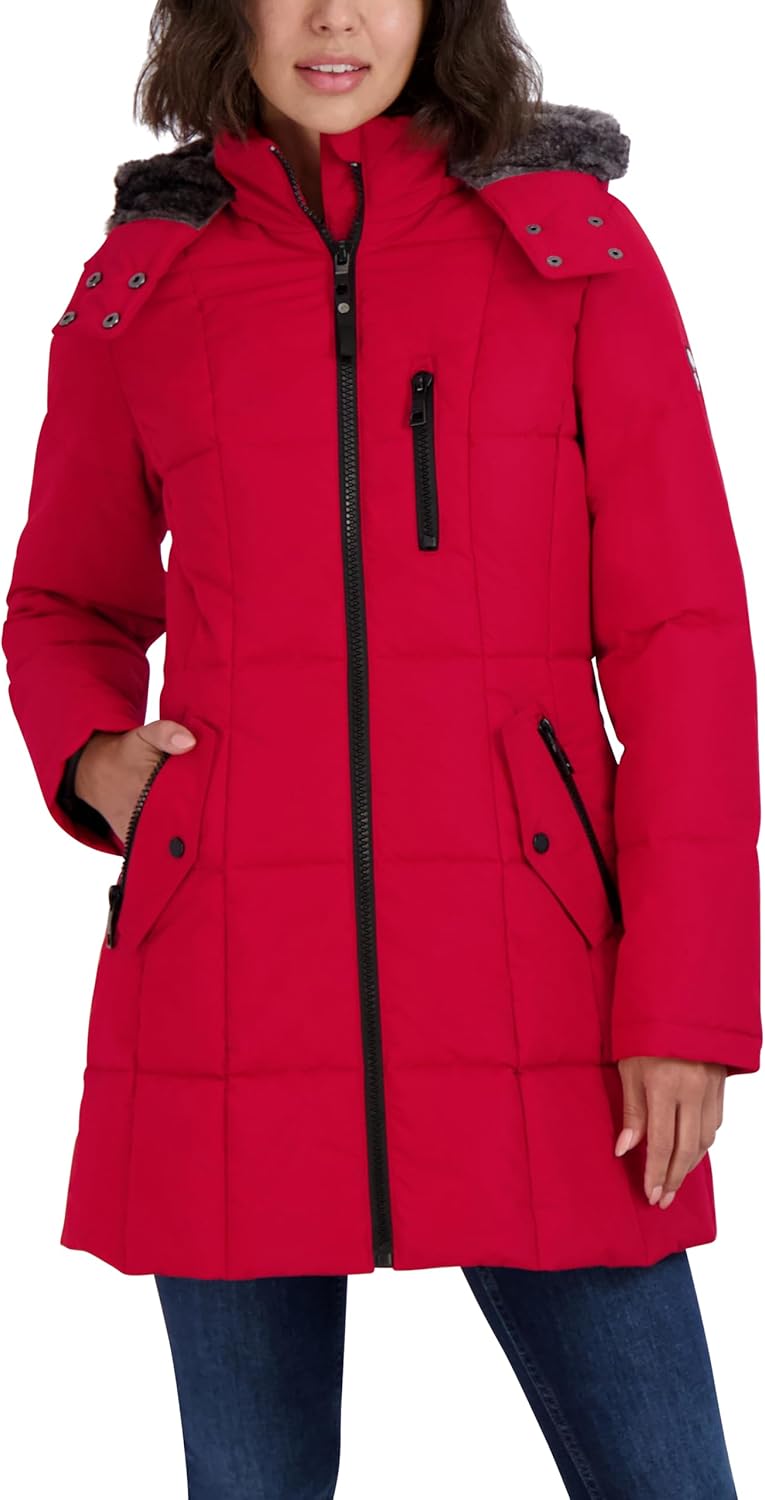 Nautica Women's Heavyweight Puffer Jacket With Faux Fur Lined Hood