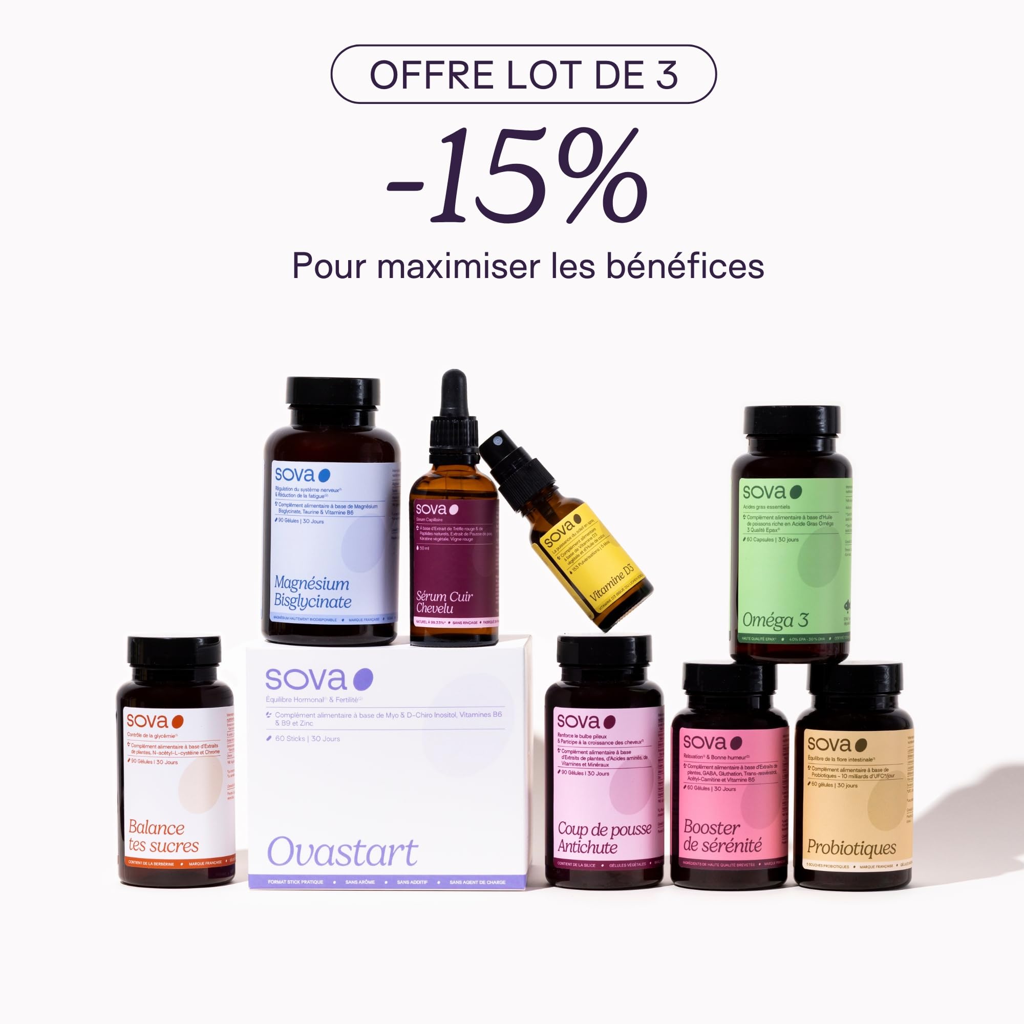 SOVA - Booster de Sérénité - Bonne Humeur & Équilibre Intérieur - Safran, Rhodiola Rosea, Griffonia et Vitamines B3 B5 - Énergie Mentale - 60 gélules - Fabriqué en France