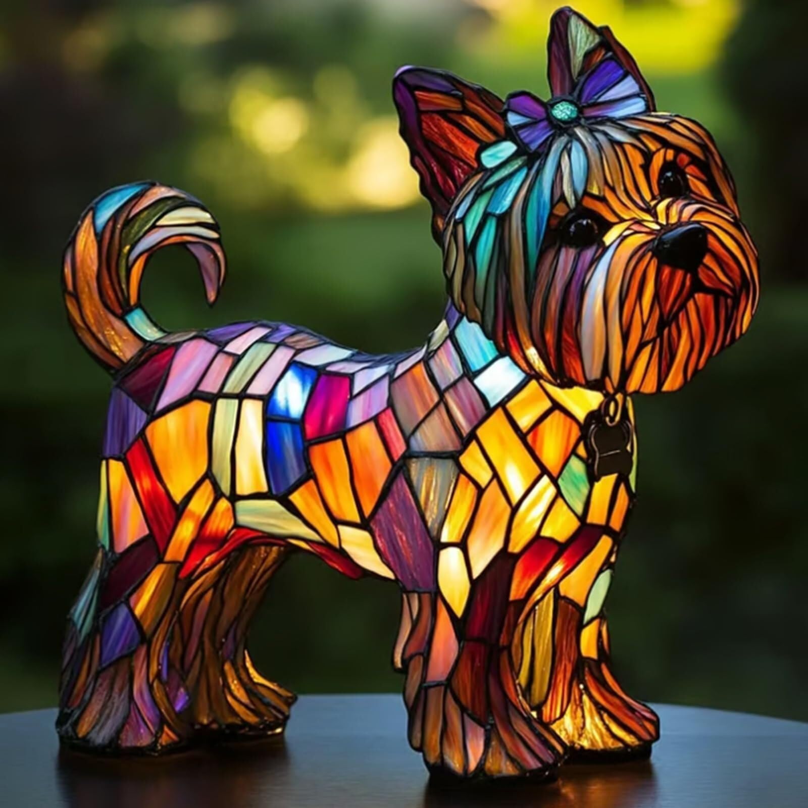Boxer Dog Lamp - Stained Resin Tabletop Night Light for Dog Lovers - Yorkshire Terrier Art Night Light - Fun Gift for Pet Enthusiasts