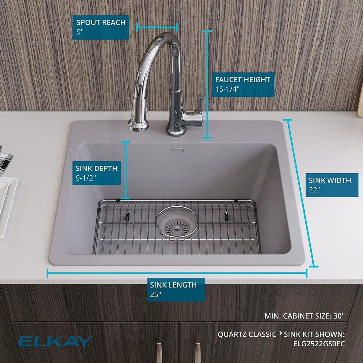 Crаzу Dеаlѕ Elkay Quartz Classic ELG2522WH0FC 25 x 22 x 9-1/2, Single Bowl Drop-in Sink Kit with Faucet, White