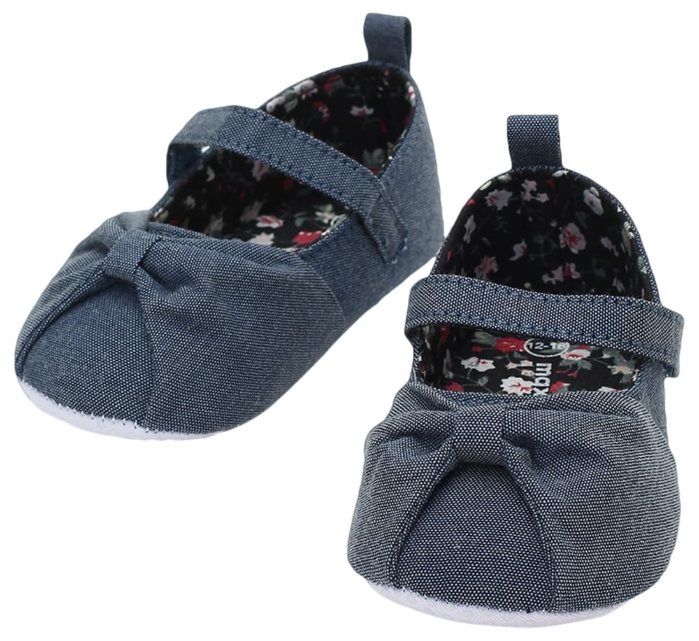 Max Girls Bow-Detailed Mary Jane Booties,Dark Blue,4 Kids UK