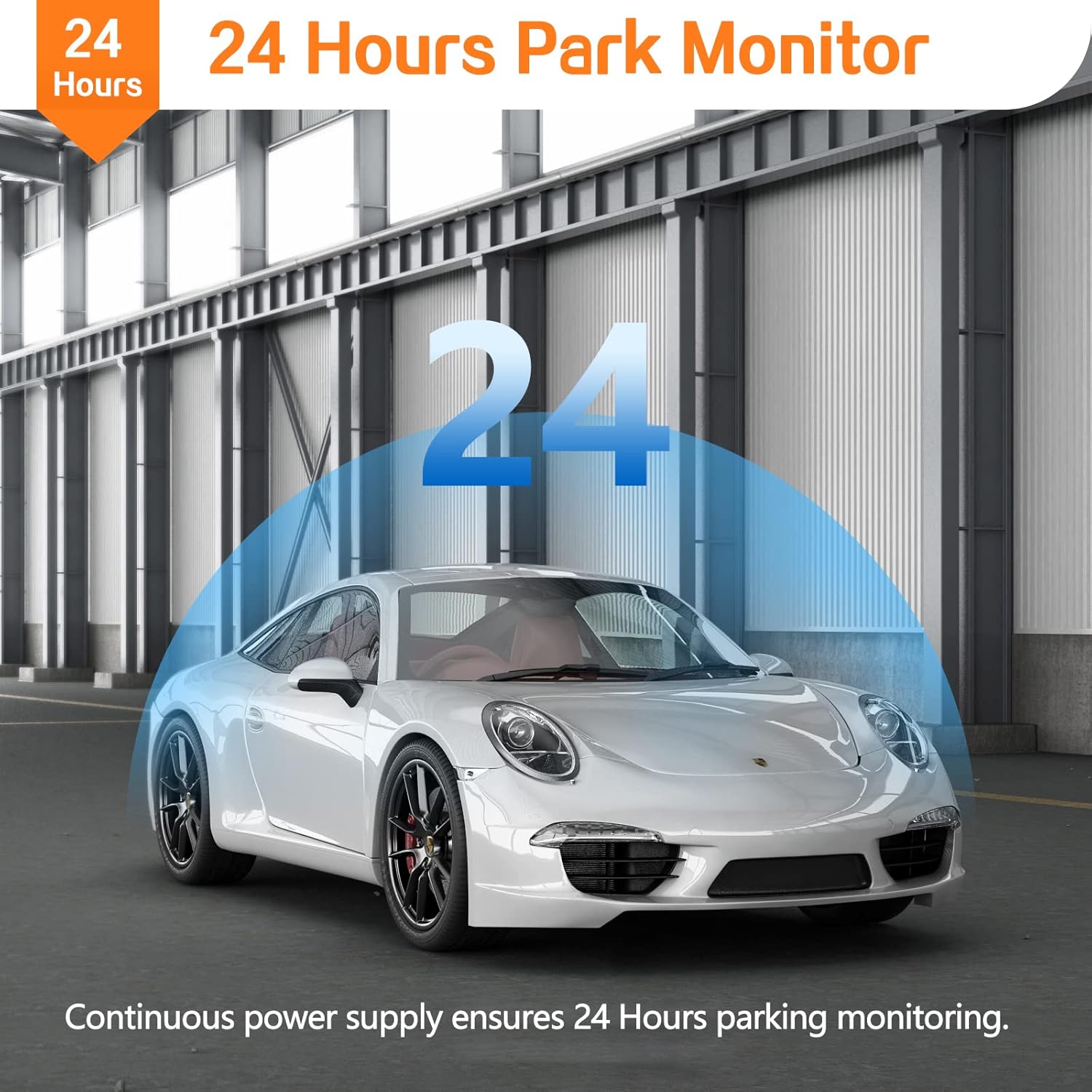 Car in parking lot illustrating 24-hour park monitor
