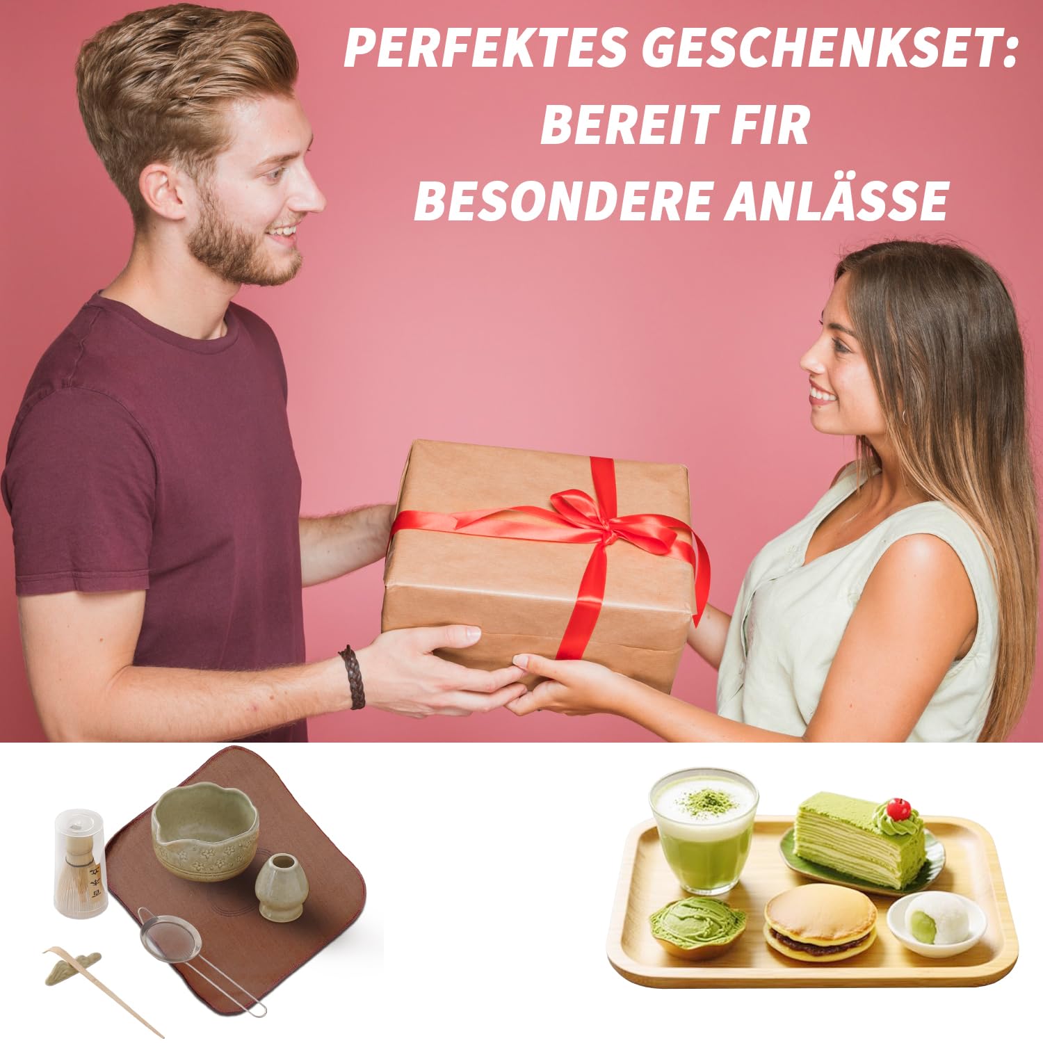 Lot de 6 bols à matcha japonais avec bec verseur, balai à matcha, passoire, cuillère, porte-balai, ensemble à thé élégant pour débutants et amateurs de matcha