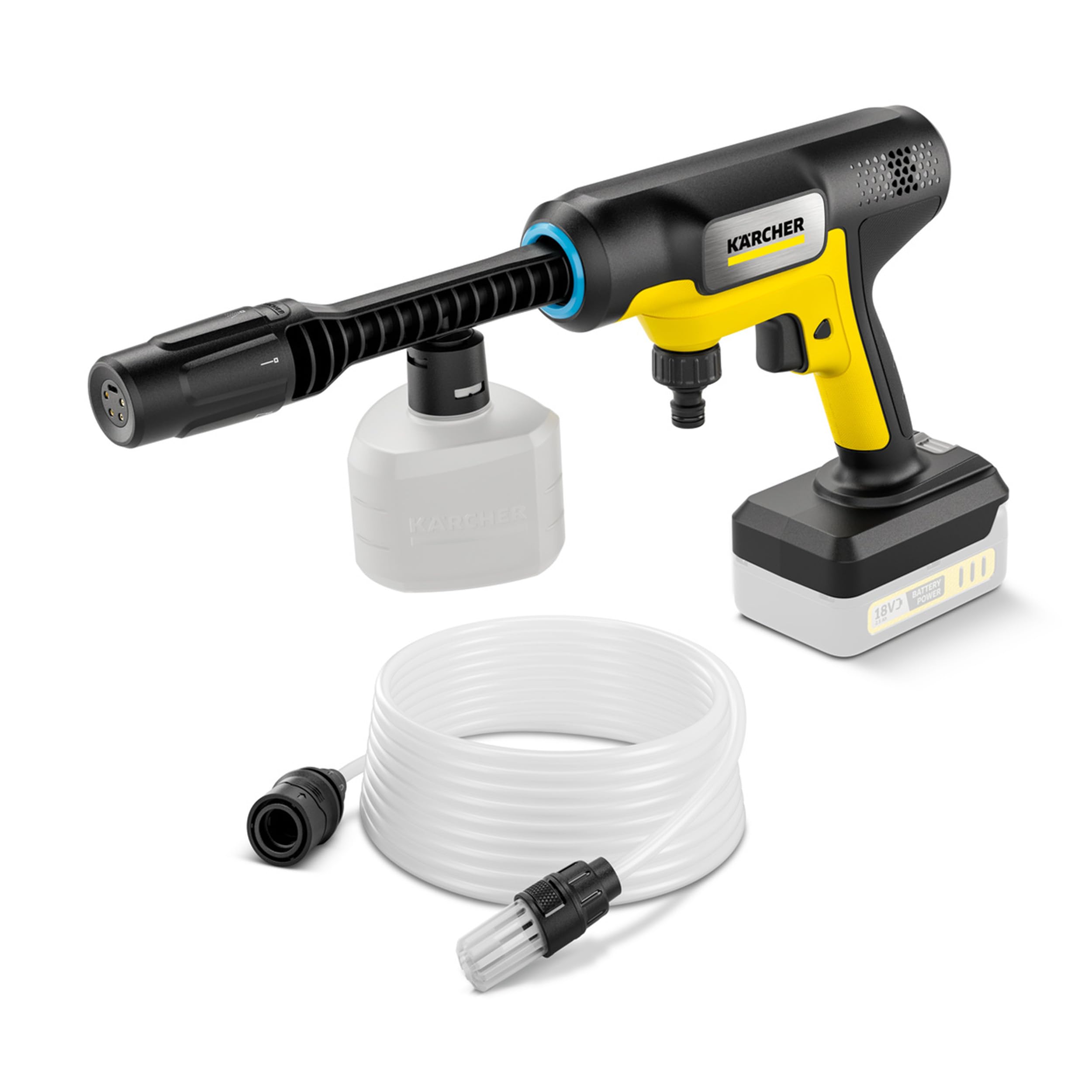 Kärcher Akku-Druckreiniger OC 7-18 Handheld, mobiler Outdoor-Reiniger, Druck: max. 24 bar, 250 l/h, 5-in-1 Multi Jet, Saugschlauch, Schaumdüse, verwendbar mit dem Kärcher 18-V-Akku, ohne Akku