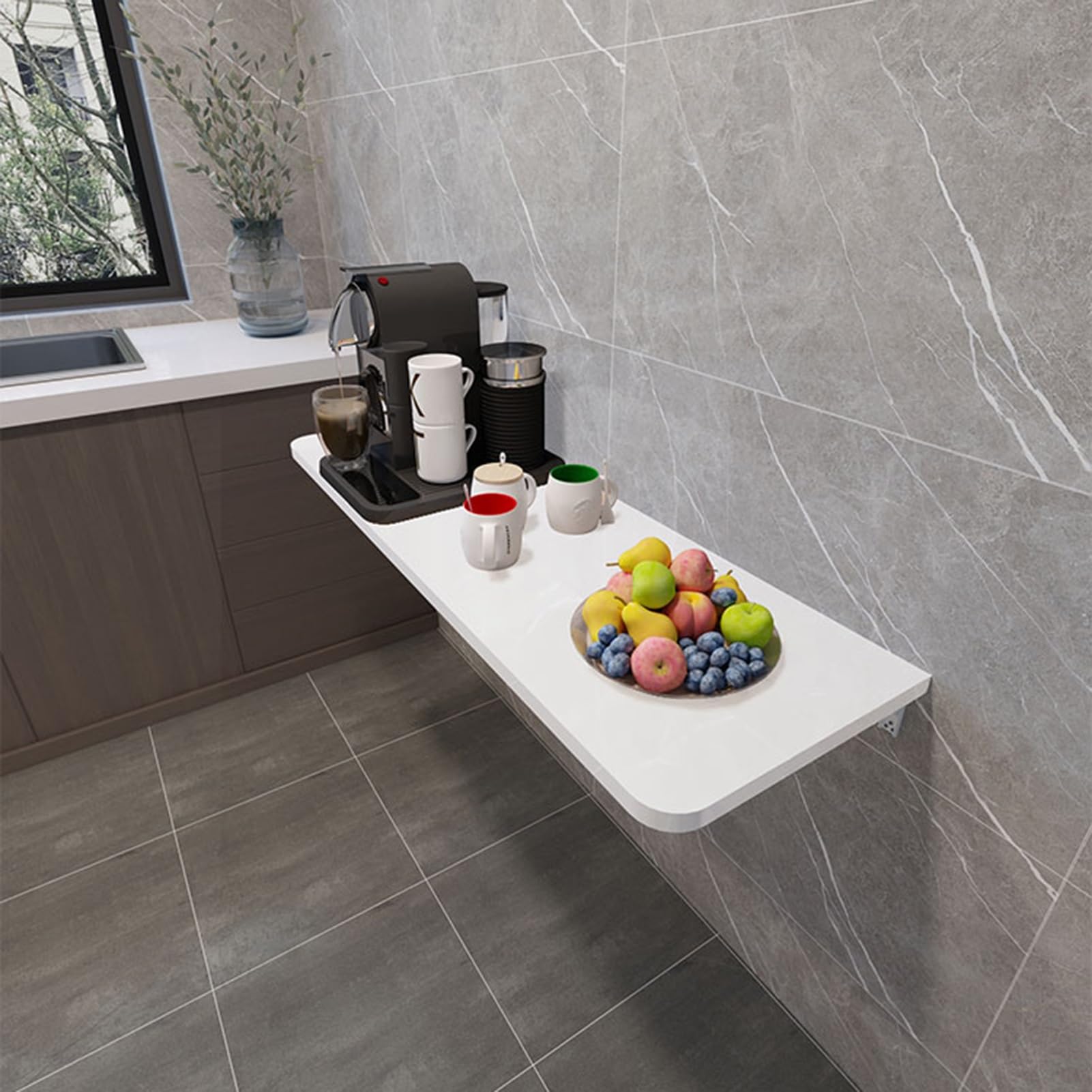 Banco di Lavoro Galleggiante a Parete Pieghevole per la Sala da Lavoro per Garage per la casa Sala da Pranzo Cucina-Design Elegante salvaspazio (90x20cm Bianco) LWX