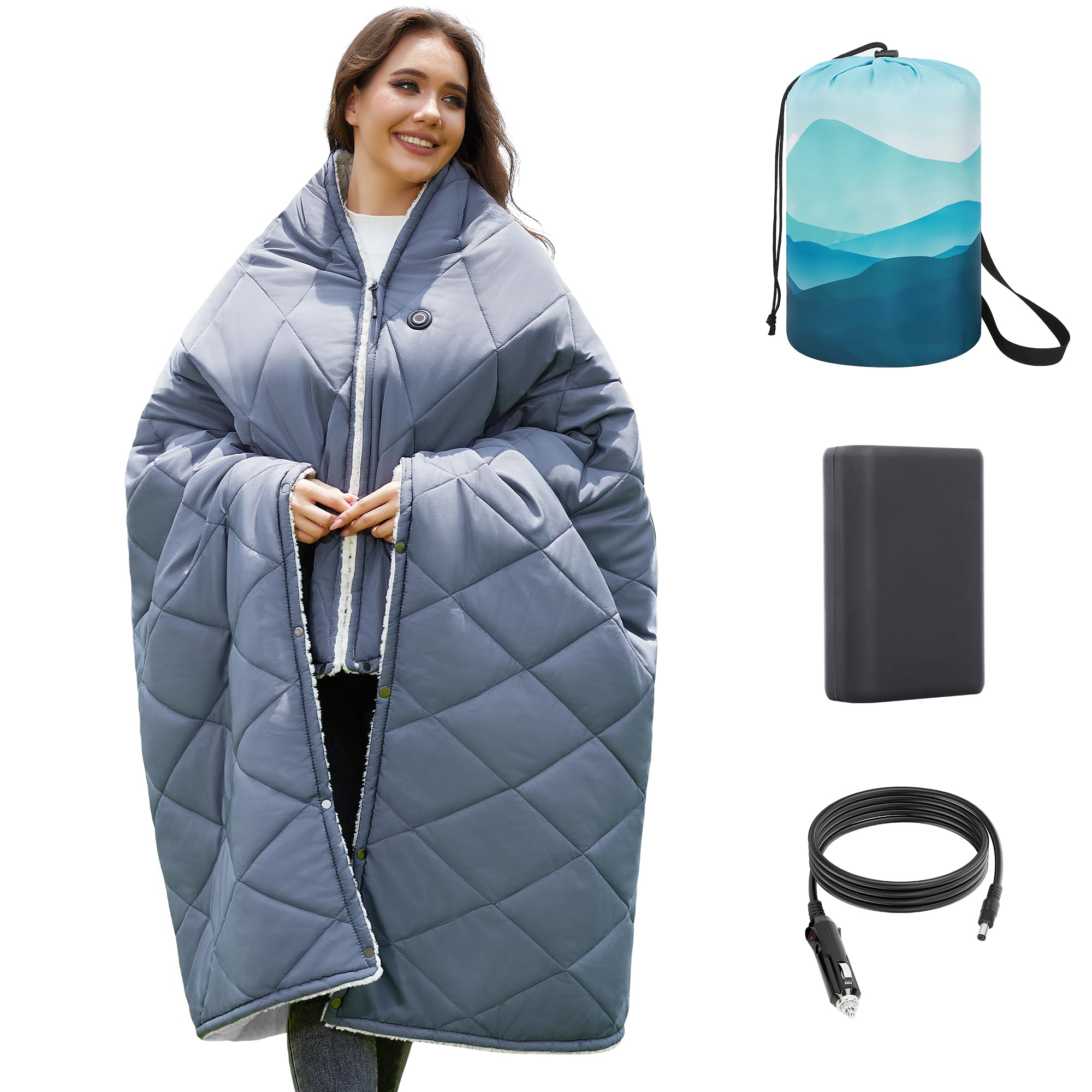 Veste Chauffante Femme Homme, Gilet Chauffant Homme avec Batterie Incluse, Hiver Lavable Chauds Gilet Chauffé avec 5 Zones de Chauffage