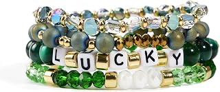 Boho Beaded Stretch Bracelets For Women Stackable Handmade Jewelry | Crystal Gold Plated Beaded Bracelets Set Trendy Friendship Braeclet Gifts
