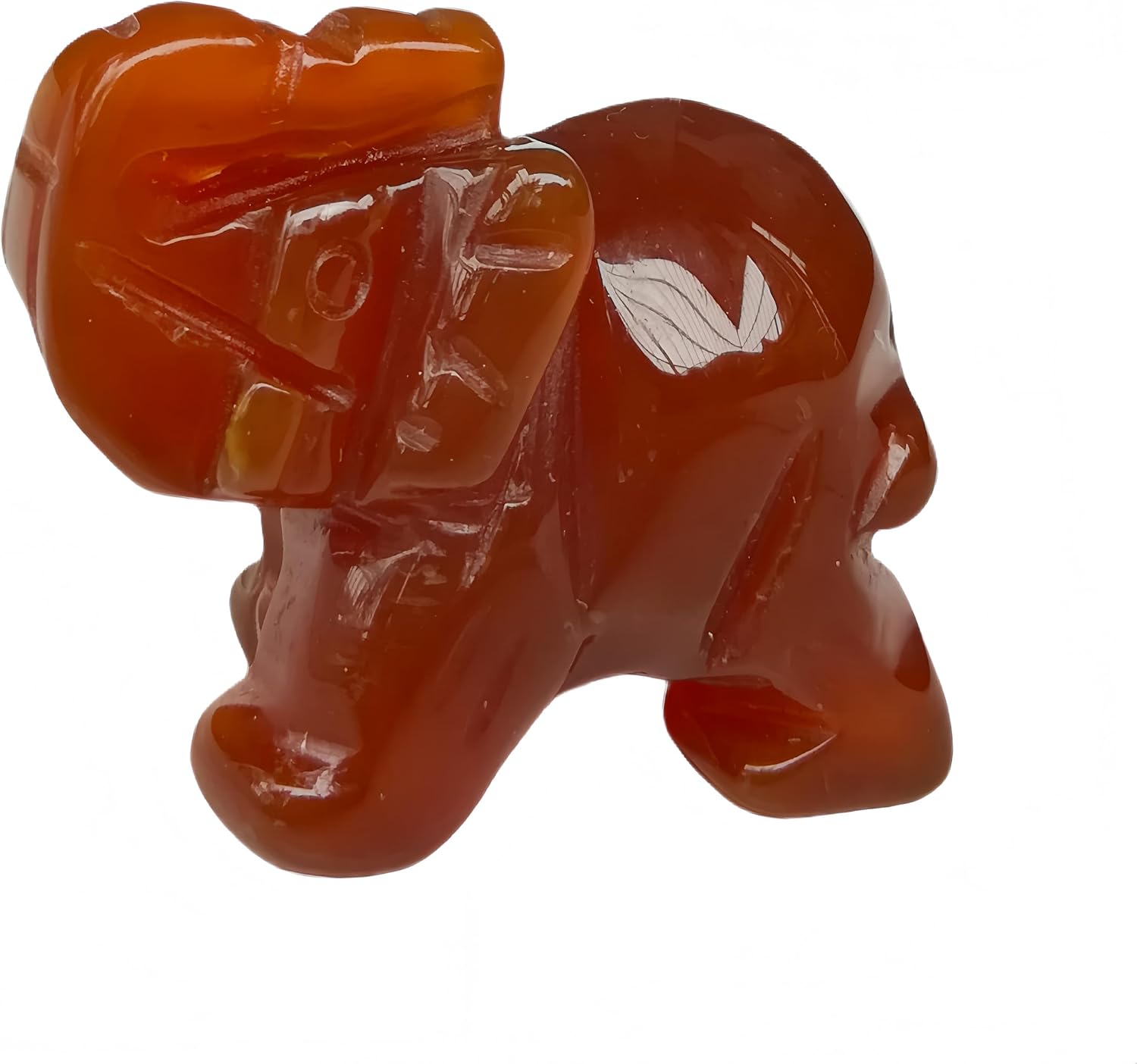 Natural Carnelian 1.5 Inches Elephant Indoor Decorative Stone,Pocket Crystals and Healing Stones Figurine Decor