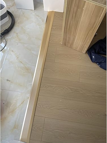 10cm Floor Threshold Transition Strip Metal, Bedroom Doorway Edge TrimDrop Molding for Tile Laminate Vinyl Flooring, Black Grey Gold Silver Reducer,