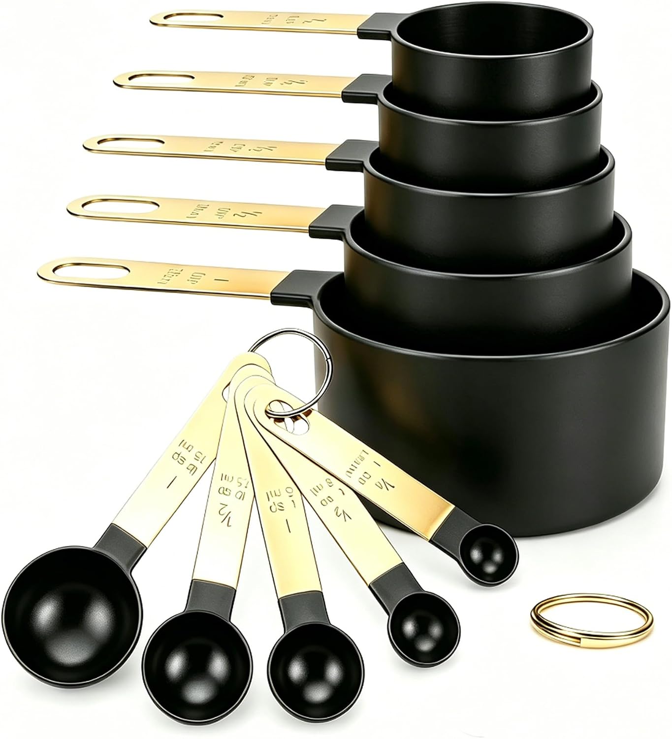 10 Piece Measuring Cups Spoons Set for Kitchen Ingredients Black