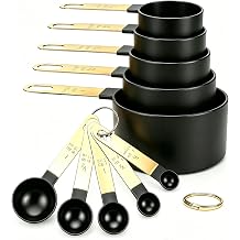 10 Piece Measuring Cups Spoons Set for Kitchen Ingredients Black