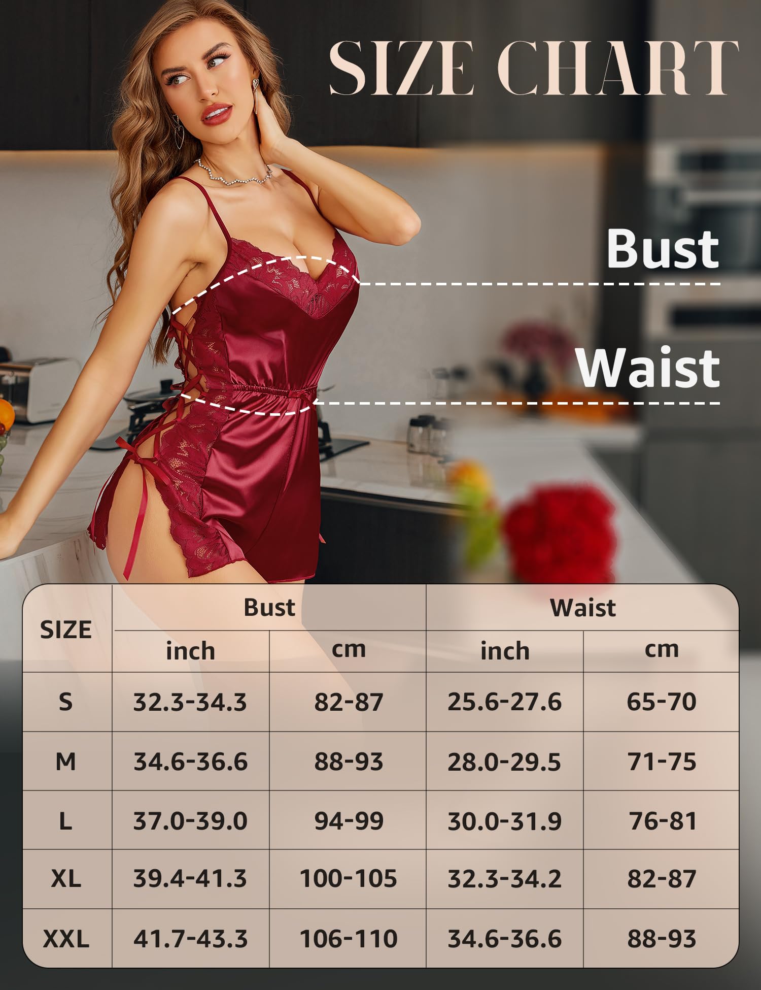 Femmes Lingerie Nuisette Sexy Satin Body vêtements de Nuit Dentelle déshabillé vêtements de Nuit